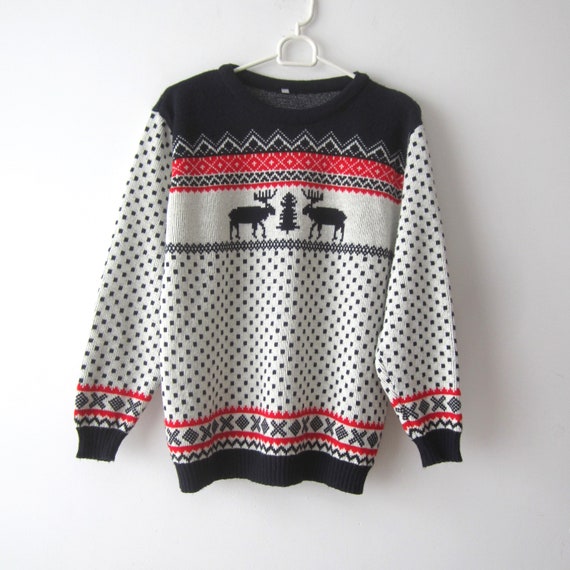 Vintage Ugly Party Sweater Rudolph Deer 