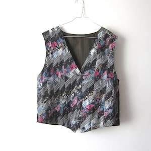 Vintage Rainbow Patchwork Vest Plaid Women&#39;s Vest Comfortable Fitted  Waistcoat Checkered Waistcoat Medium to Large Size Everyday Vest