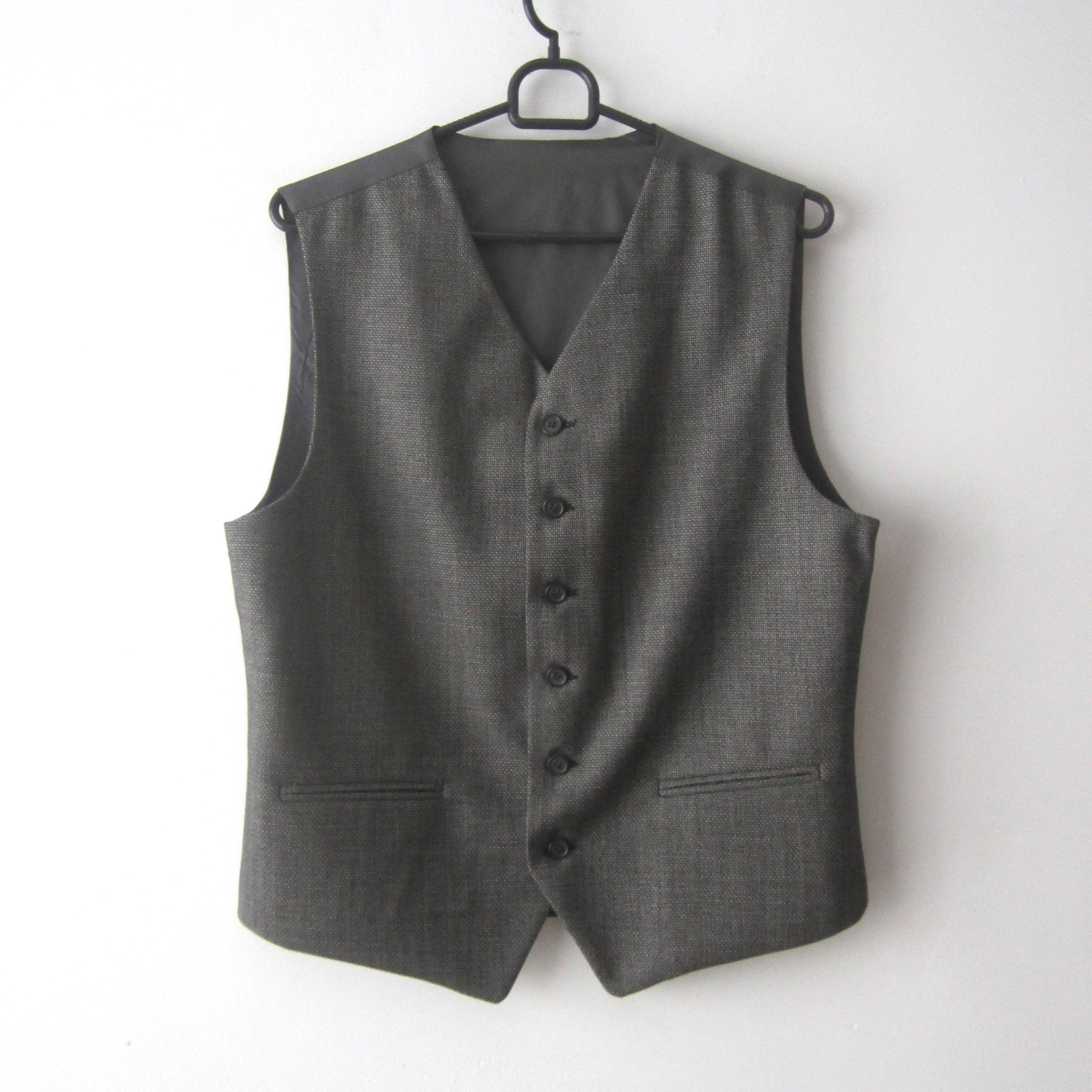 Vintage Grey Gentlemen's Formal Vest Mens Fitted Waistcoat Classic Mens Vest Office Mens Vest Steampunk Groom Vest Size Medium