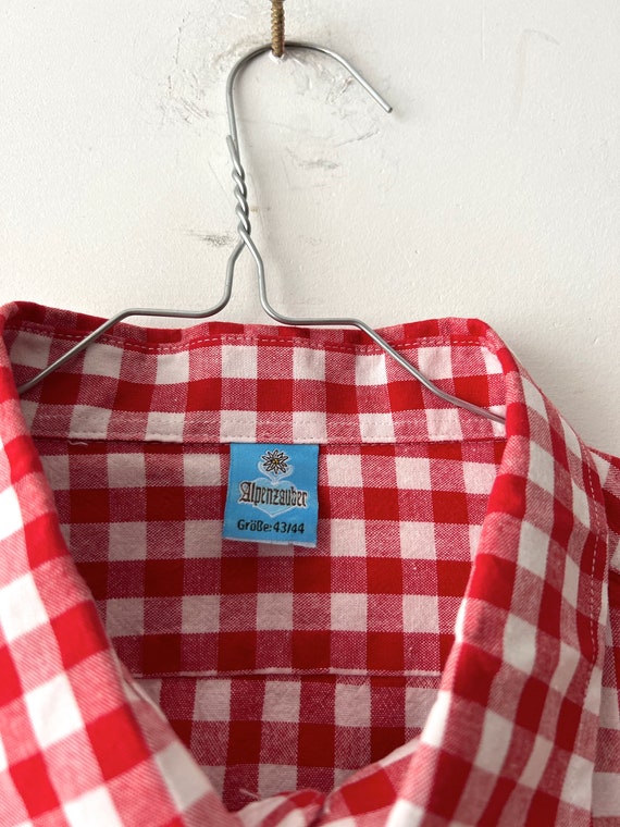 Vintage Austrian Shirt Men Cotton Dirndl Shirt Lo… - image 2