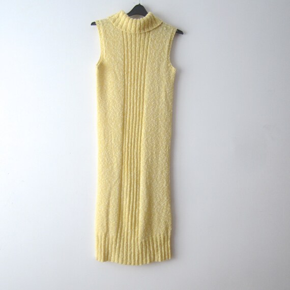 VintageSisBro Vintage Knitted Jumper Dress Yellow Knitted Sleeveless Dress Maxi Knitted Vest Knitted Sarafan Dress Size Small Knitted Bodycon Dress