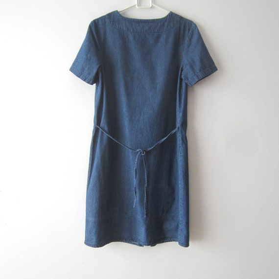 Vintage 90s Denim Shirt Dress Denim Button Up Den… - image 3