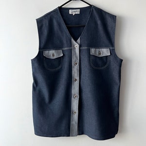 Jaren &#39;90 Denim Vest Dames Denim Vest Denim Jeans Grunge Vest Blauwe Zomer Ingerichte Button Up Vest Vintage Denim Shirt Vest Maat Extra groot