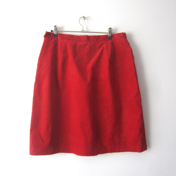 Vintage Women's Corduroy Skirt Red Knee Skirt Bet… - image 4