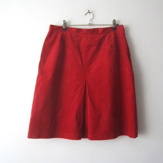Vintage Women's Corduroy Skirt Red Knee Skirt Bet… - image 1