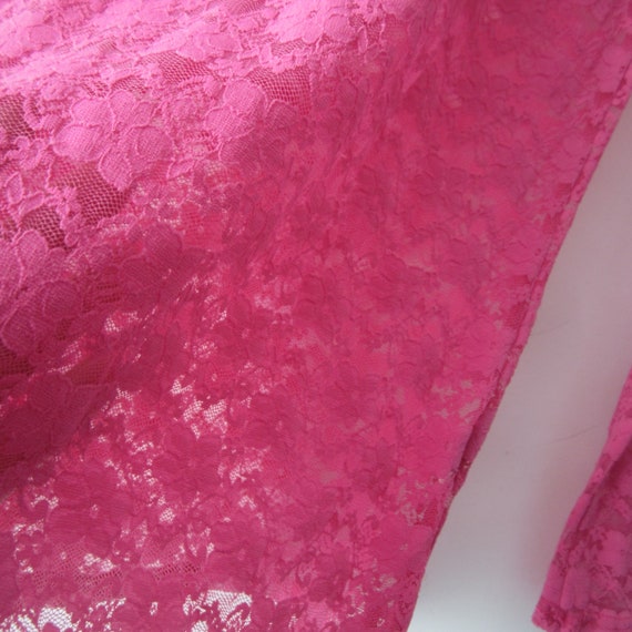 Vintage Hot Pink Lace Blouse Long Sleeve Top Brig… - image 3