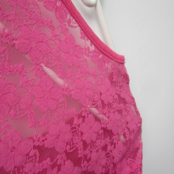 Vintage Hot Pink Lace Blouse Long Sleeve Top Brig… - image 5