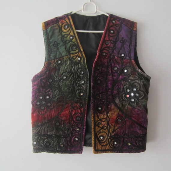 Vintage Batik velvet vest Women's Colorful Vest Hi