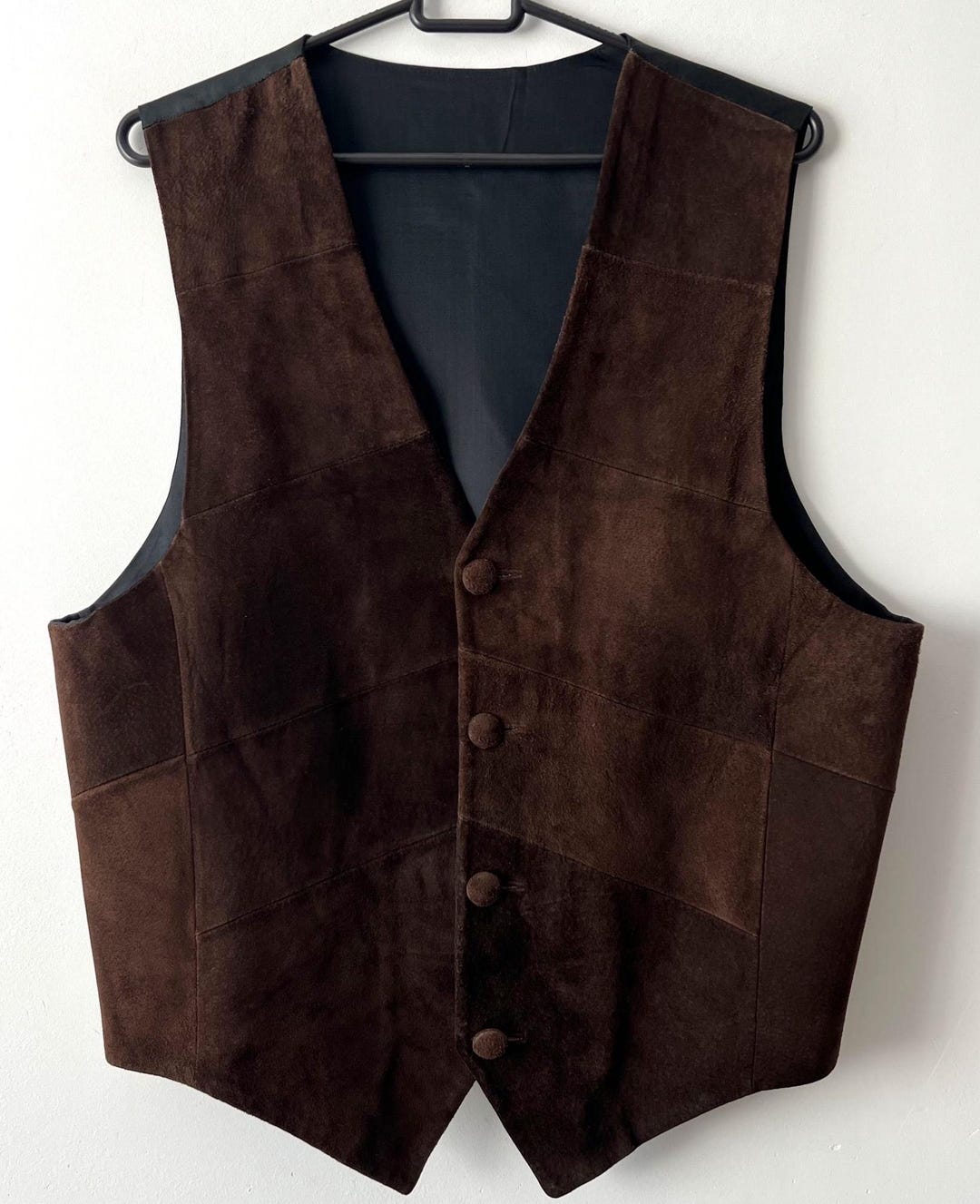 Vintage Leather Vest Button up Western Biker Rocker Waistcoat Mens ...