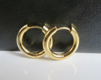 THICK RINGS earrings GOLDEN stainless steel Golden jewel Creoles S1