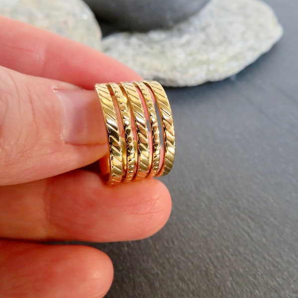 GOLDEN Stainless steel multiple rings 5 rows wide ring Golden jewelry Adjustable ring