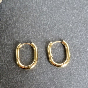 Small SILVER tone Stainless steel oval hoops earrings Ear RInGS hoops Silver tone jewelry