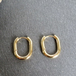 Small GOLDEN or SILVER tone Stainless steel oval hoops earrings Ear RInGS hoops Golden or Silver tone jewelry image 1