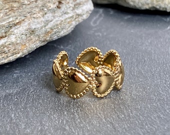 HEART ring Stainless steel GOLDEN Large adjustable ring Golden jewel S3