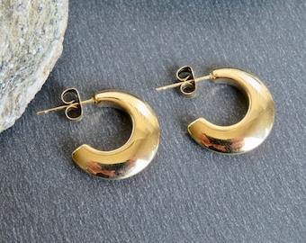 CHUNKY ROUND golden stainless steel Earrings golden steel jewel