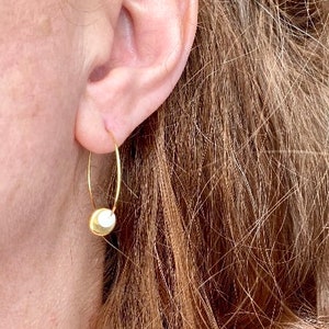 DONUT hoop earrings in GOLD stainless steel and mother-of-pearl beads S2 steel jewelry image 9