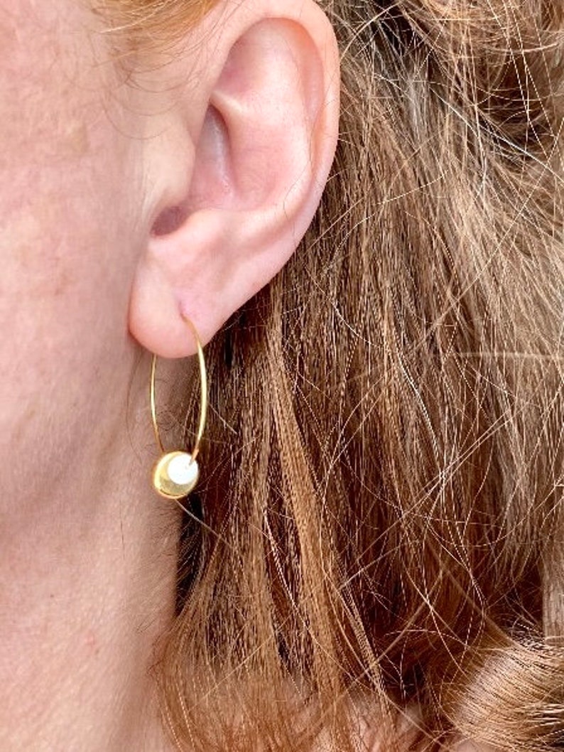 DONUT hoop earrings in GOLD stainless steel and mother-of-pearl beads S2 steel jewelry image 9