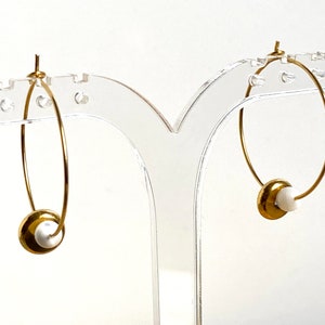 DONUT hoop earrings in GOLD stainless steel and mother-of-pearl beads S2 steel jewelry image 2