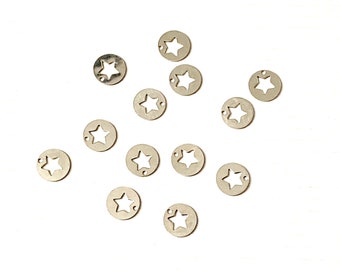 Solid 925 silver medals Hollowed out star DIY Make your own creations Sold in sets of 3 or 4 medals