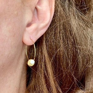 DONUT hoop earrings in GOLD stainless steel and mother-of-pearl beads S2 steel jewelry image 7
