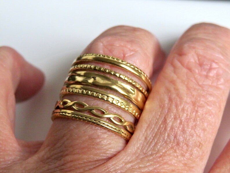 Multiple row ring ring GOLDEN stainless steel Large adjustable ring Golden jewel S1 image 8