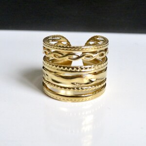 Multiple row ring ring GOLDEN stainless steel Large adjustable ring Golden jewel S1 image 7