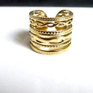Multiple row ring ring GOLDEN stainless steel Large adjustable ring Golden jewel S1 image 2