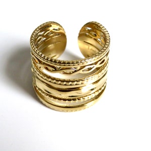 Multiple row ring ring GOLDEN stainless steel Large adjustable ring Golden jewel S1 image 6