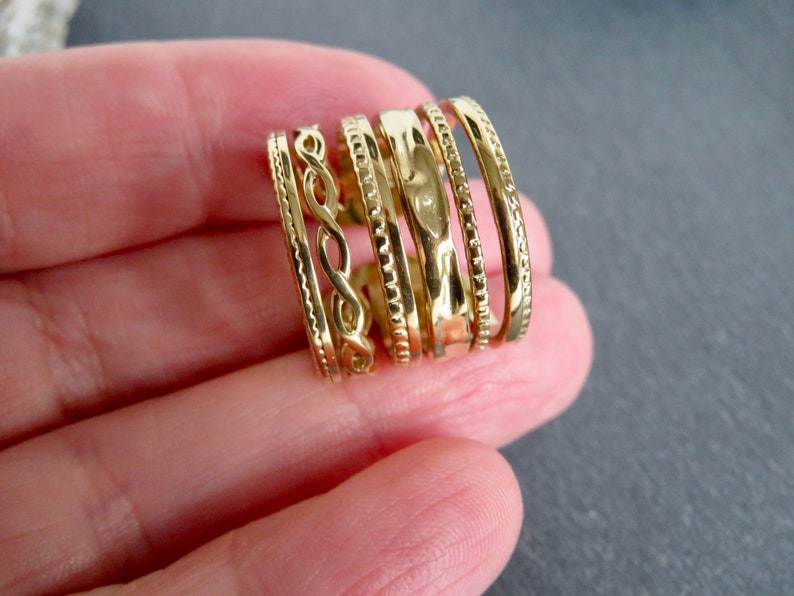 Multiple row ring ring GOLDEN stainless steel Large adjustable ring Golden jewel S1 image 9