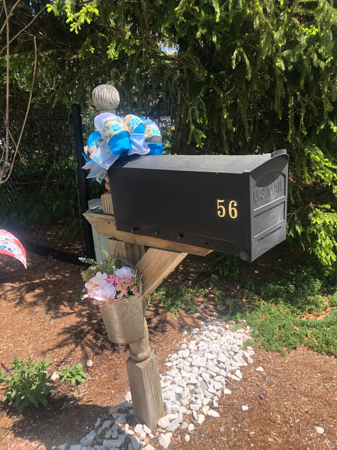 Summer Blue Floral Decor Mailbox Ribbon Swag. Outdoor Summer Etsy