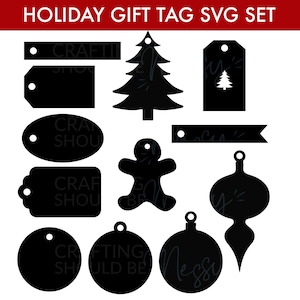 Holiday Gift Tag SVG File, Downloadable Cut File for Cricut, Silhouette - DIY Gift Tags for Gifting, Christmas Shapes