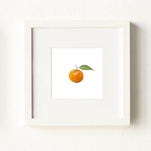 Clementine Miniature Watercolor Painting Tiny Food Print - Mini Art Print - Small Citrus Fruit Minimal Kitchen Wall Art - Orange Art