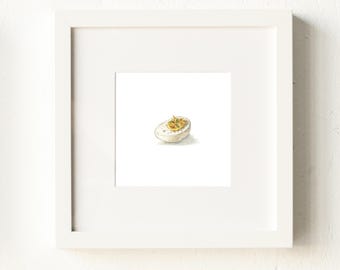 Deviled Egg Watercolor Print – Miniature Kitchen Wall Art (5x5)
