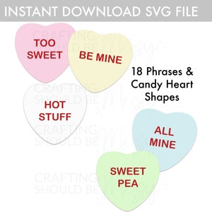 Conversation Hearts Candy Heart Instant Download SVG for Cricut, Silhouette Cutting Machines | Candy Hearts, Conversation Heart Decor