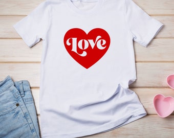Love Heart Shape SVG File, Downloadable Cut File for Cricut, Silhouette - Valentine&#39;s Day shirt, Heart Stickers