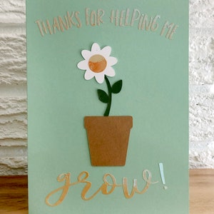 Merci de m’avoir aidé à grandir Carte Téléchargement instantané SVG Fichier coupé pour Cricut, Silhouette - Carte pour enseignant, garderie, grand-parent