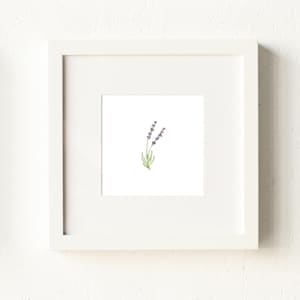 Lavender Stems Miniature Watercolor Tiny Print - Mini Art Print - Minimalist Original Lavender Watercolor Art - French Floral Painting