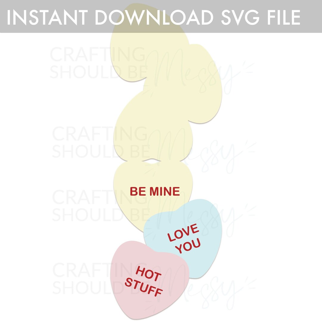 Conversation Heart Valentine's Day Cricut Card Instant Download SVG Cut ...
