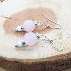 Rose Quartz, Howlite Dangle Drop Earrings Custom Made