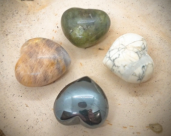 Choice of Black Moonstone, Labradorite, Howlite, or Heatite Heart Palm Stone