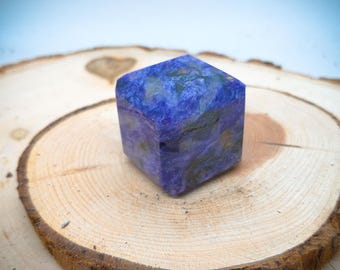 Charoite Small Cube Crystal Carved Dice Like Stone