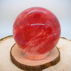 Cinnabar Carved Ball Statue With Plastic Ring Ball Holder (VARIANT 01)