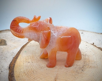 Carnelian Standing Red Elephant Small Statue