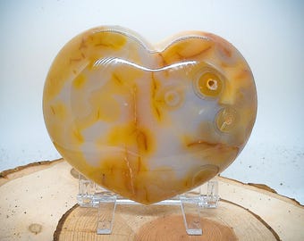 Carnelian  Large Palm Crystal Carved Heart Stone