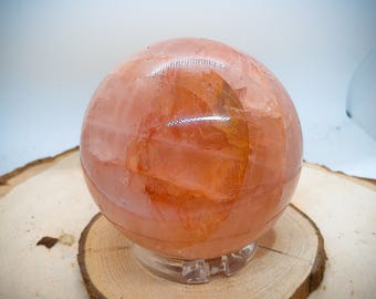 Hematoid Quartz Carved Ball Statue With Plastic Ring Ball Holder (VARIANT 01)