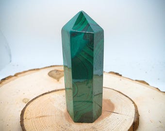 Green Malachite Carved Point Tower Statue