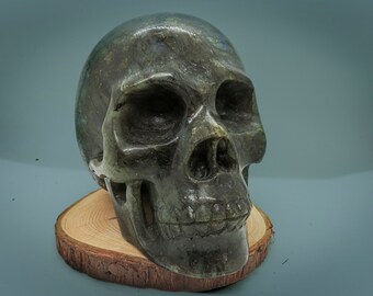 Labradorite Carved Skull Statue