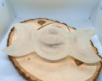 Selenite Moon Phases Ceremony Dish for Wiccan, Pegan, Druid and Earth Ceremonies