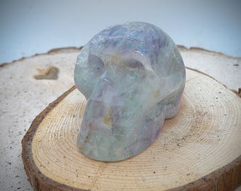 Fluorite Skull Small Palm Statue