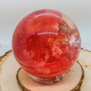 Cinnabar Carved Ball Statue With Plastic Ring Ball Holder (VARIANT 03)